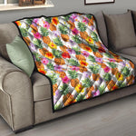 Hawaii Hibiscus Pineapple Pattern Print Quilt