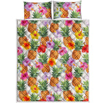 Hawaii Hibiscus Pineapple Pattern Print Quilt Bed Set