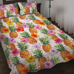 Hawaii Hibiscus Pineapple Pattern Print Quilt Bed Set