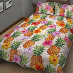 Hawaii Hibiscus Pineapple Pattern Print Quilt Bed Set