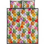 Hawaii Hibiscus Pineapple Pattern Print Quilt Bed Set