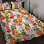 Hawaii Hibiscus Pineapple Pattern Print Quilt Bed Set