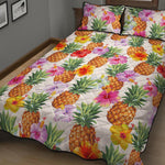 Hawaii Hibiscus Pineapple Pattern Print Quilt Bed Set