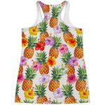 Hawaii Hibiscus Pineapple Pattern Print Women's Racerback Tank Top