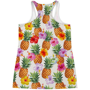 Hawaii Hibiscus Pineapple Pattern Print Women's Racerback Tank Top