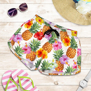 Hawaii Hibiscus Pineapple Pattern Print Women's Shorts