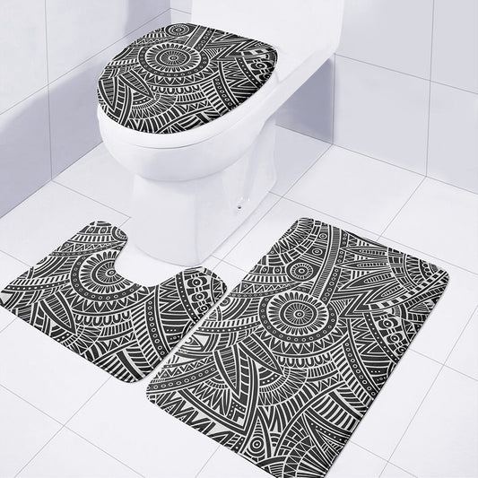 Hawaii Polynesian Tribal Print 3 Piece Bath Mat Set