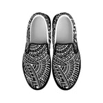 Hawaii Polynesian Tribal Print Black Slip On Shoes