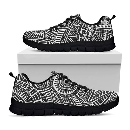Hawaii Polynesian Tribal Print Black Sneakers