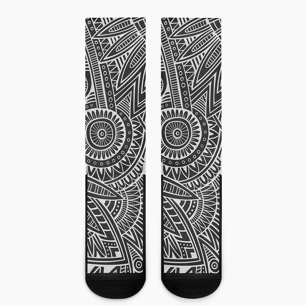 Hawaii Polynesian Tribal Print Crew Socks