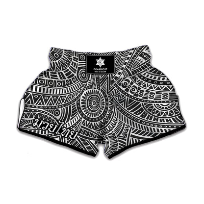 Hawaii Polynesian Tribal Print Muay Thai Boxing Shorts