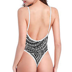 Hawaii Polynesian Tribal Print One Piece High Cut Swimsuit