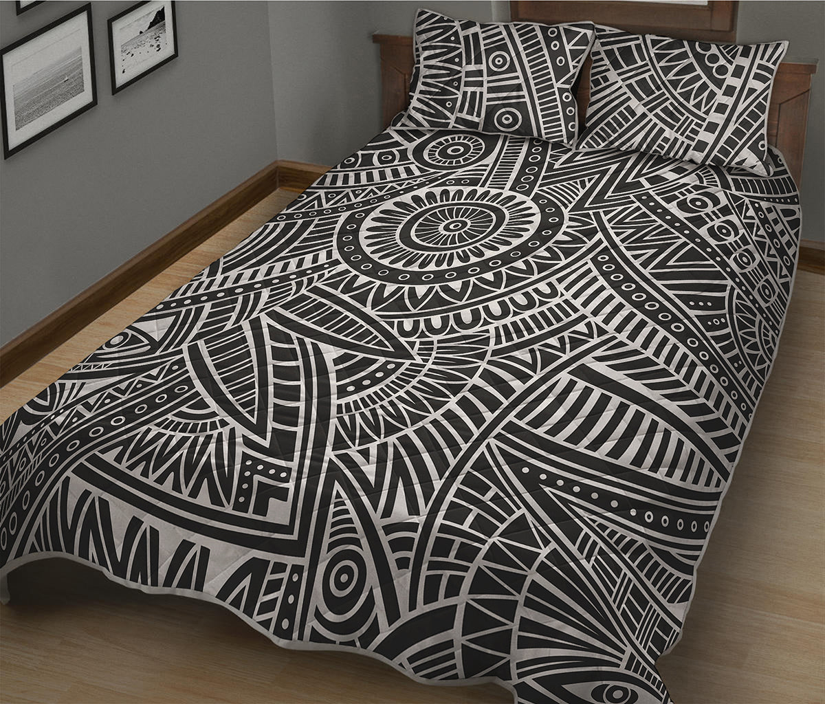 Hawaii Polynesian Tribal Print Quilt Bed Set