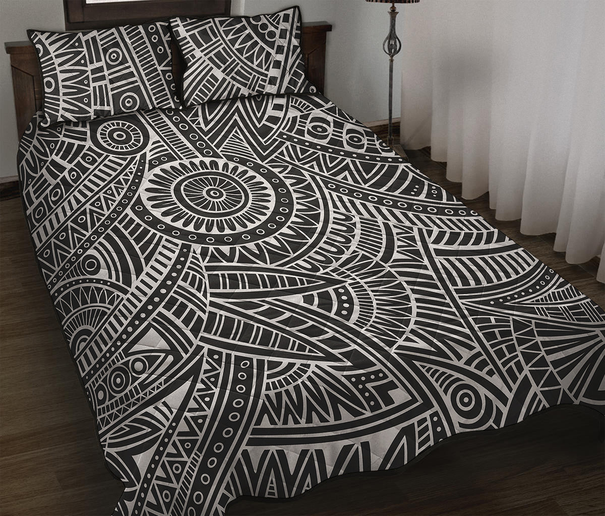 Hawaii Polynesian Tribal Print Quilt Bed Set