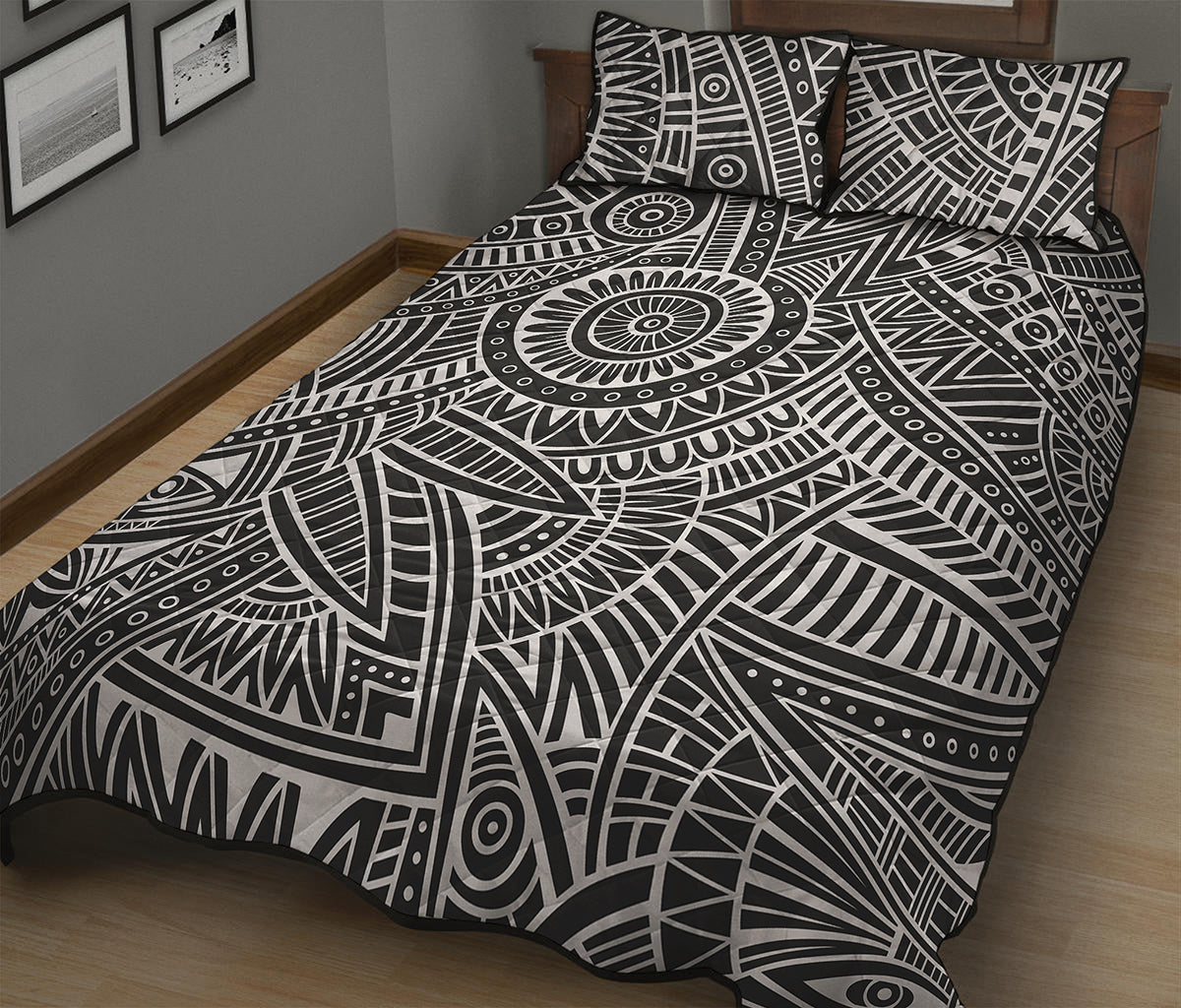 Hawaii Polynesian Tribal Print Quilt Bed Set