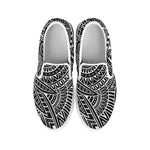 Hawaii Polynesian Tribal Print White Slip On Shoes