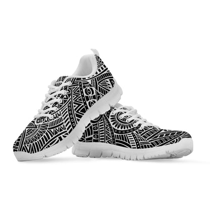 Hawaii Polynesian Tribal Print White Sneakers
