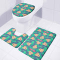 Hawaii Tropical Paradise Pattern Print 3 Piece Bath Mat Set