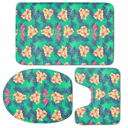 Hawaii Tropical Paradise Pattern Print 3 Piece Bath Mat Set