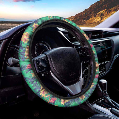 Hawaii Tropical Paradise Pattern Print Car Steering Wheel Cover