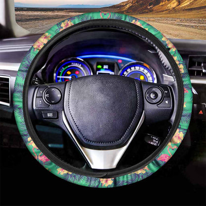 Hawaii Tropical Paradise Pattern Print Car Steering Wheel Cover