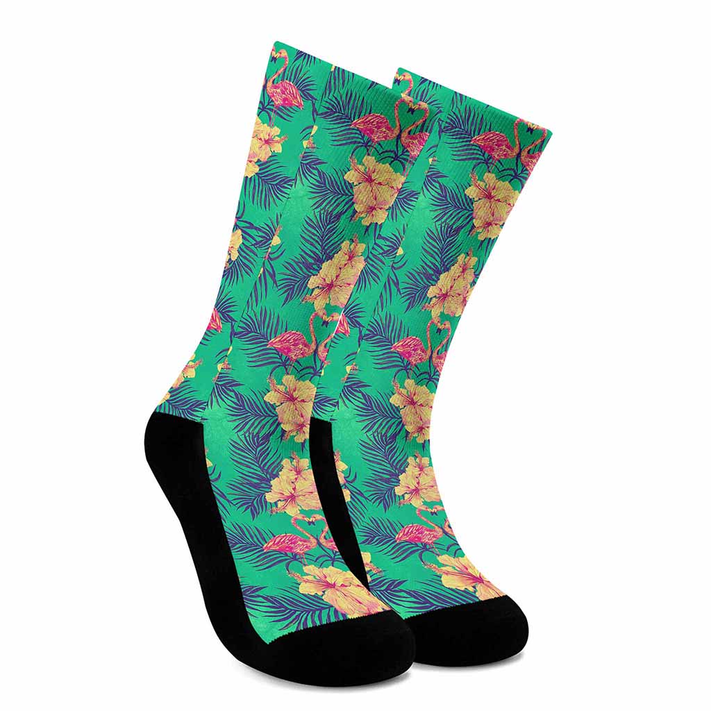 Hawaii Tropical Paradise Pattern Print Crew Socks