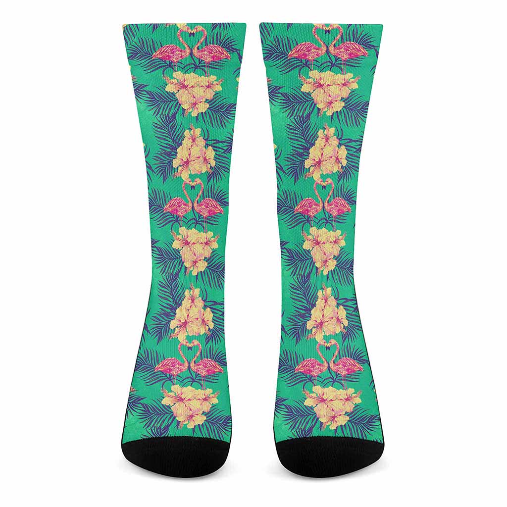 Hawaii Tropical Paradise Pattern Print Crew Socks