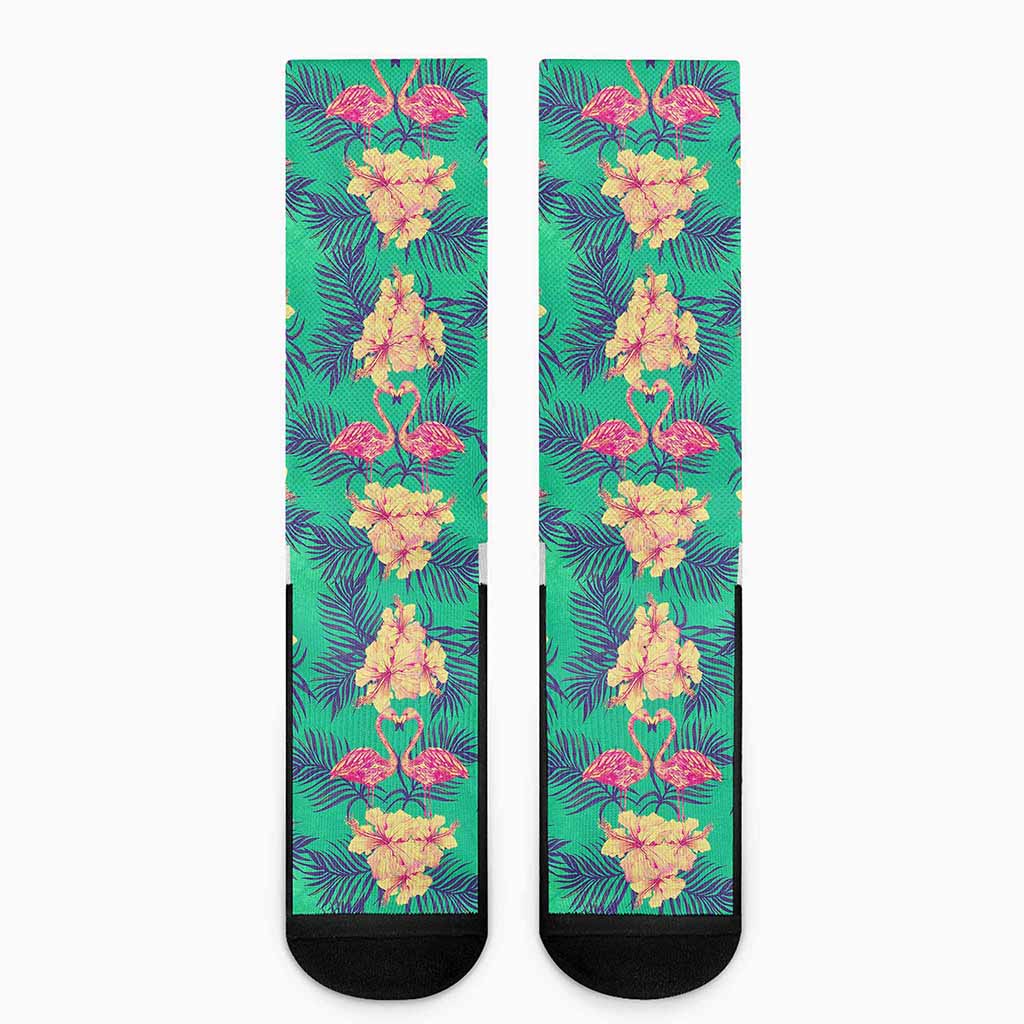 Hawaii Tropical Paradise Pattern Print Crew Socks