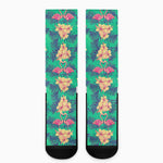 Hawaii Tropical Paradise Pattern Print Crew Socks