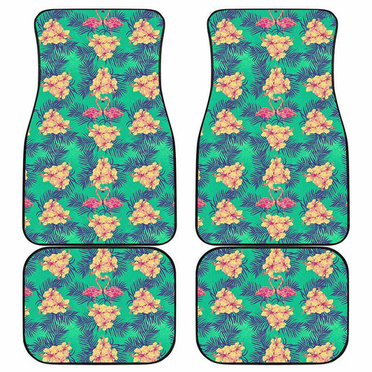 Hawaii Tropical Paradise Pattern Print Front and Back Car Floor Mats