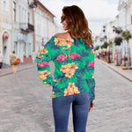 Hawaii Tropical Paradise Pattern Print Off Shoulder Sweatshirt GearFrost