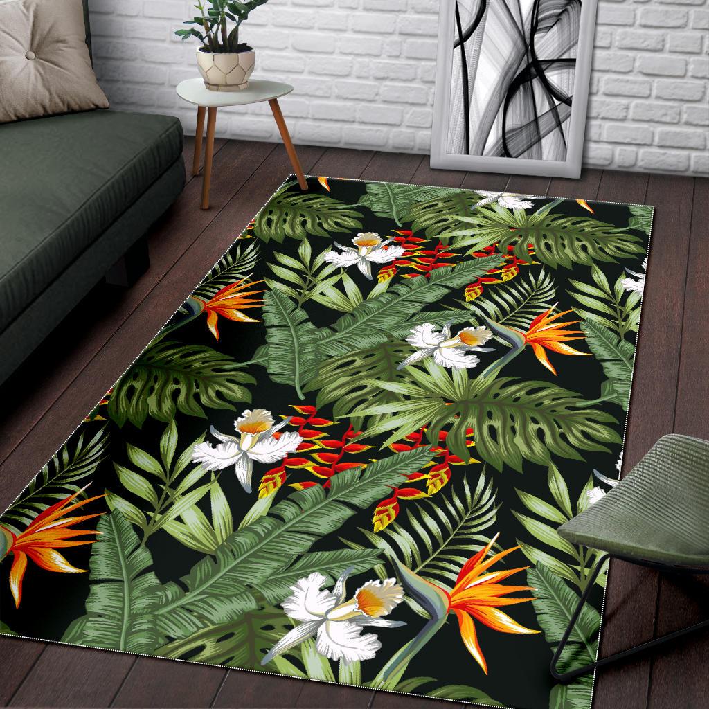 Hawaii Tropical Plants Pattern Print Area Rug GearFrost