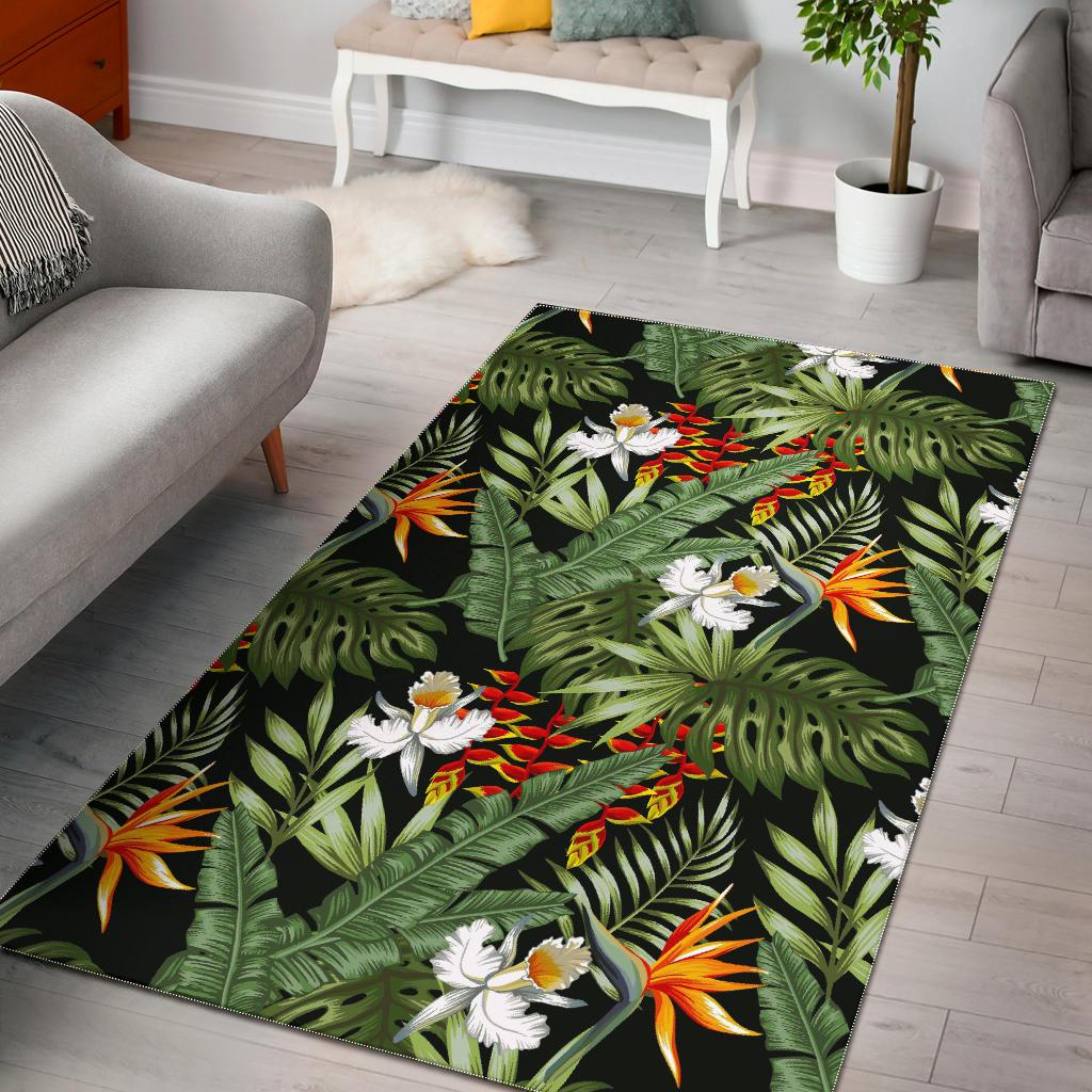Hawaii Tropical Plants Pattern Print Area Rug GearFrost