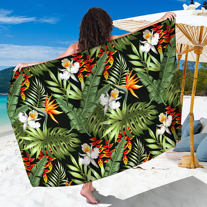 Hawaii Tropical Plants Pattern Print Beach Sarong Wrap