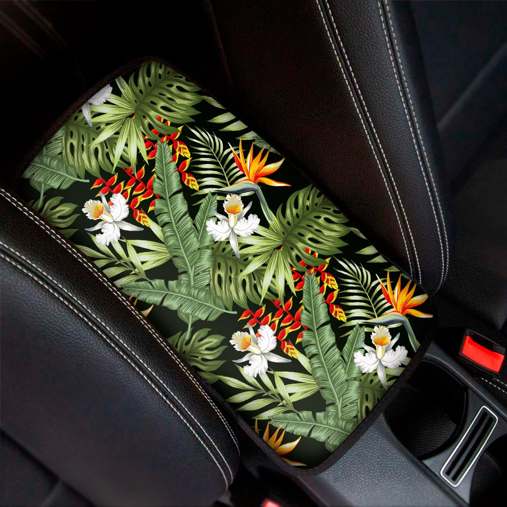 Hawaii Tropical Plants Pattern Print Car Center Console Cover