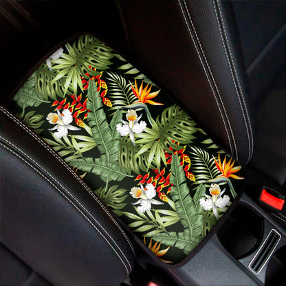 Hawaii Tropical Plants Pattern Print Car Center Console Cover
