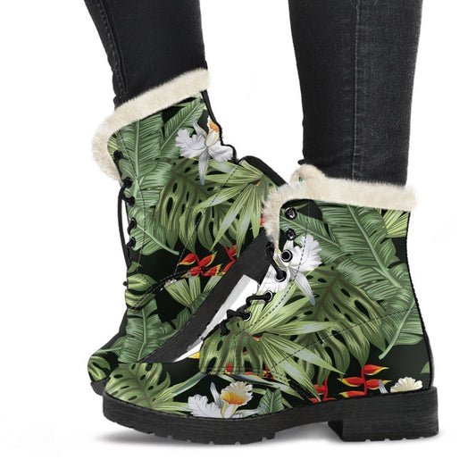 Hawaii Tropical Plants Pattern Print Comfy Boots GearFrost