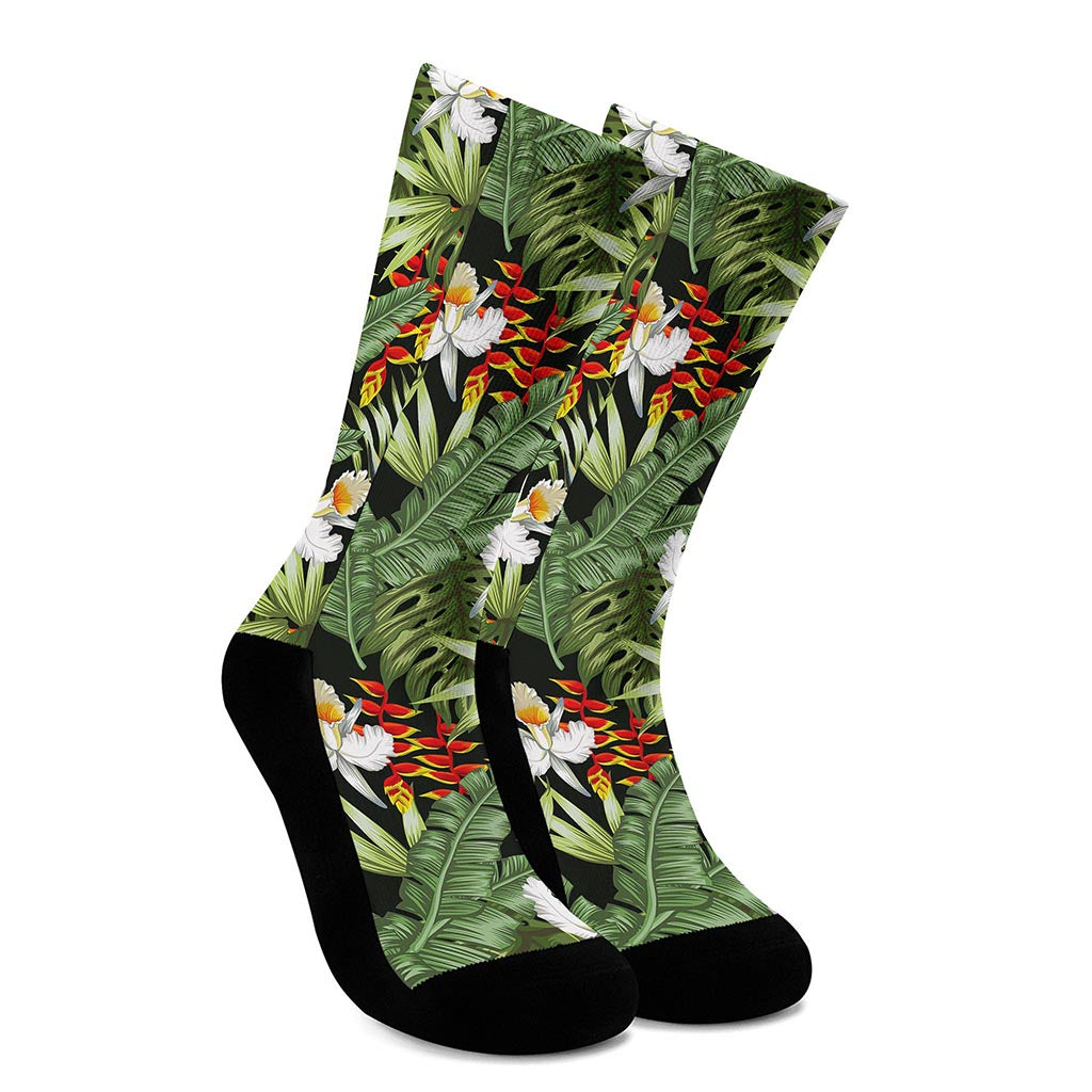 Hawaii Tropical Plants Pattern Print Crew Socks