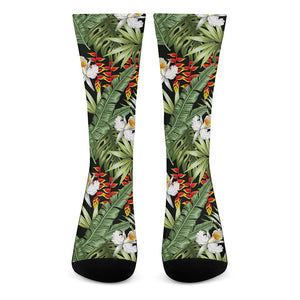 Hawaii Tropical Plants Pattern Print Crew Socks