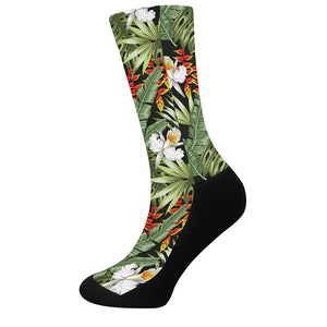 Hawaii Tropical Plants Pattern Print Crew Socks