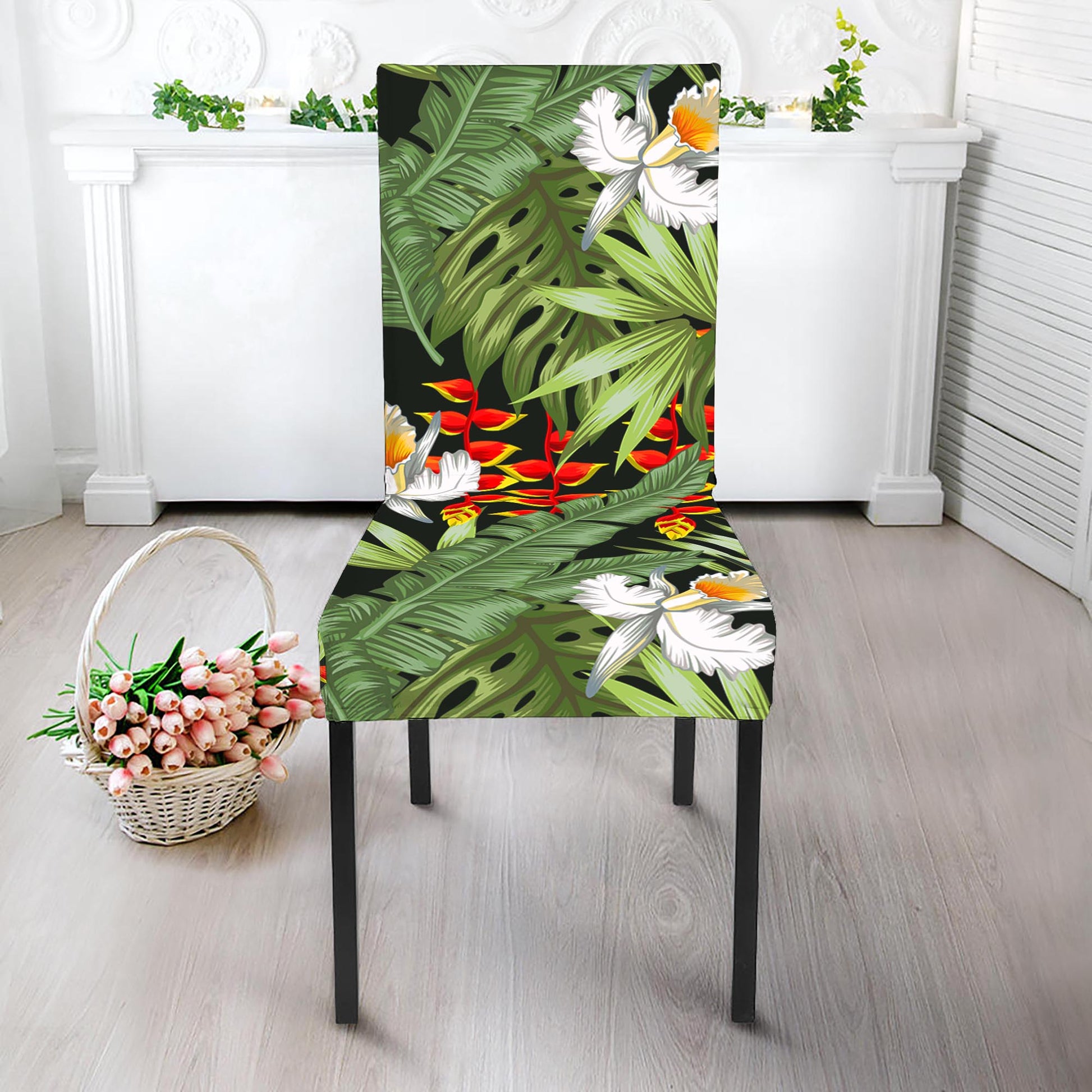 Hawaii Tropical Plants Pattern Print Dining Chair Slipcover