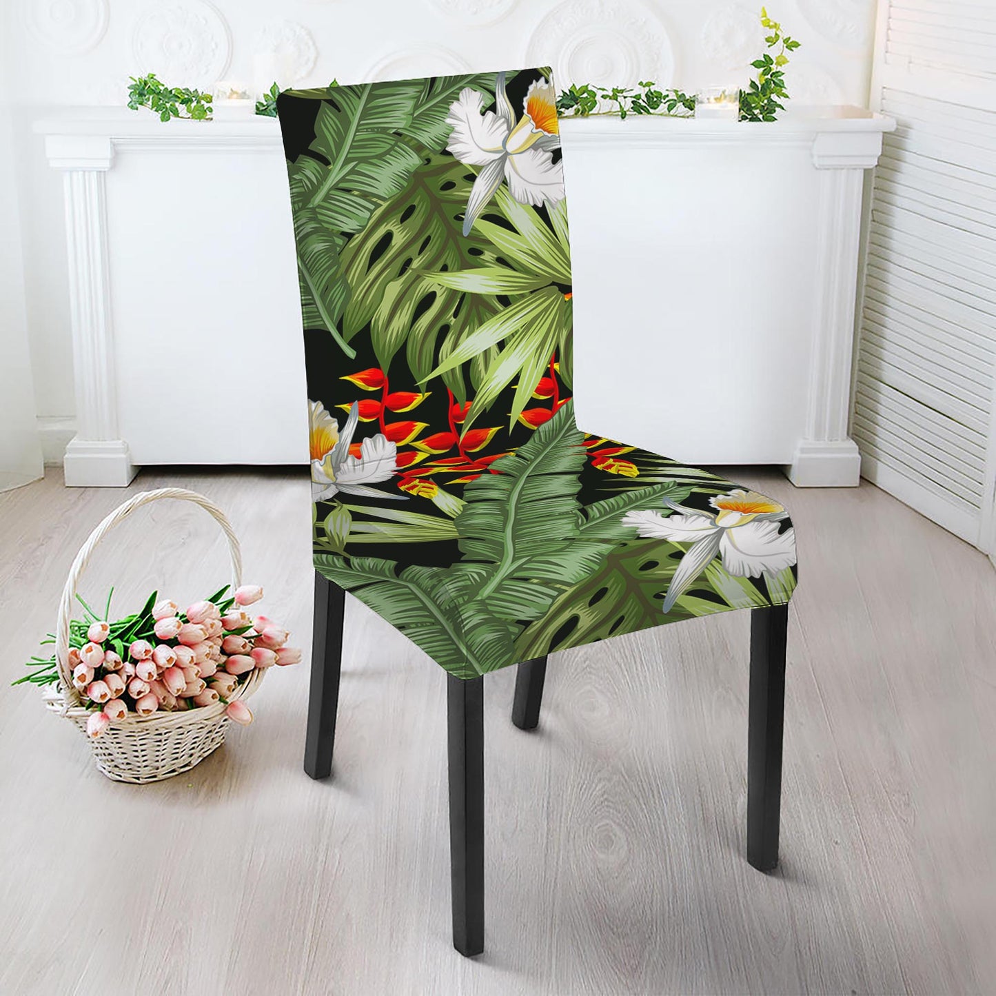 Hawaii Tropical Plants Pattern Print Dining Chair Slipcover