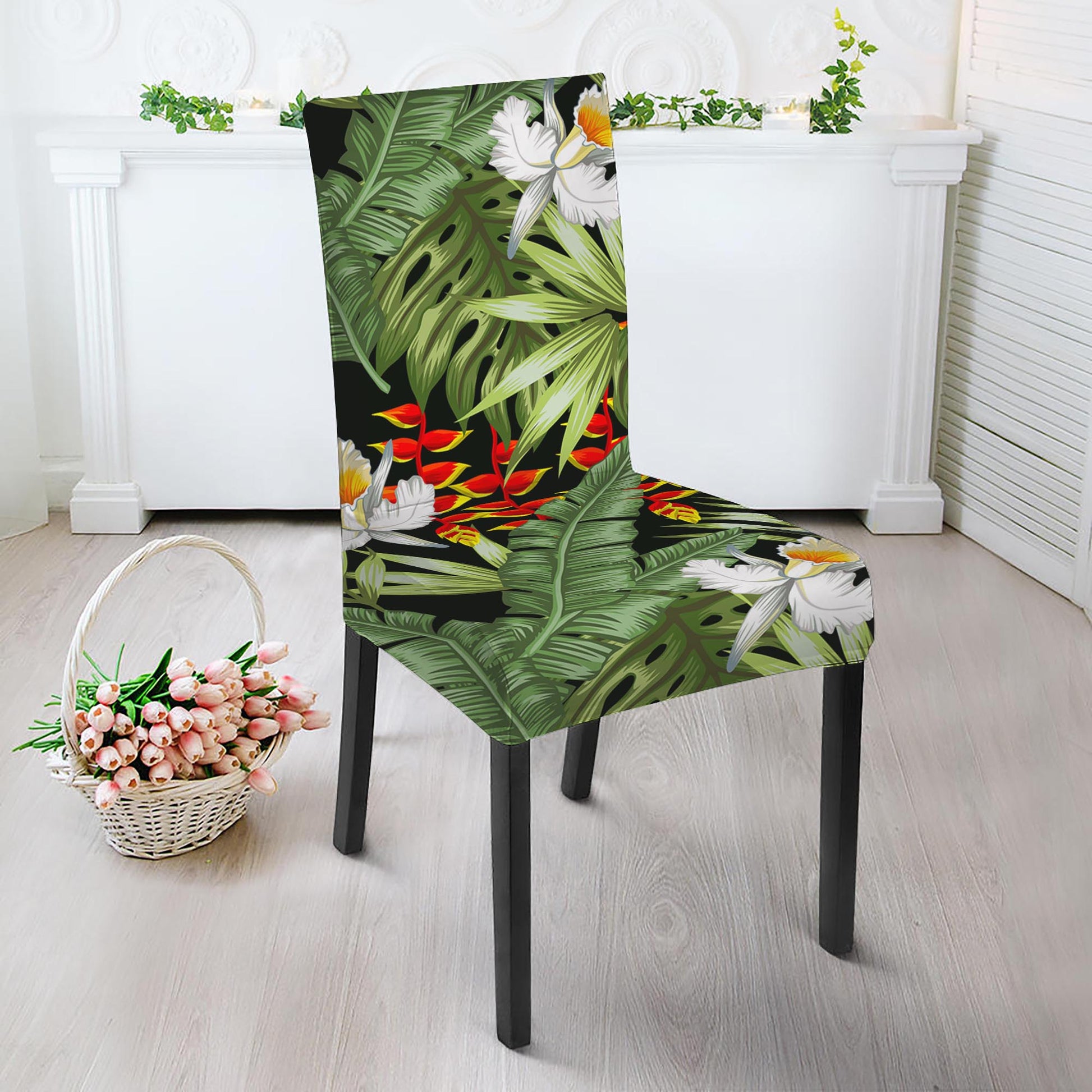 Hawaii Tropical Plants Pattern Print Dining Chair Slipcover