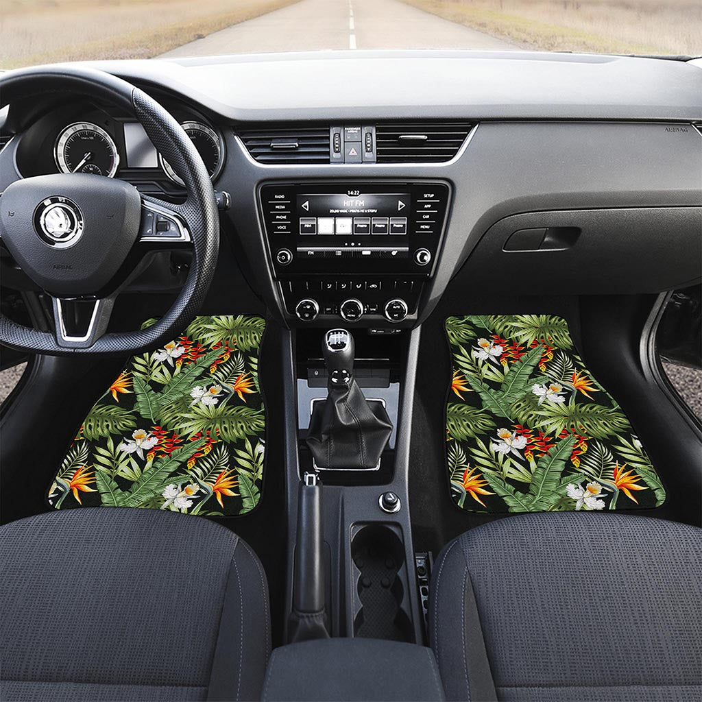 Hawaii Tropical Plants Pattern Print Front and Back Car Floor Mats