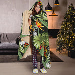 Hawaii Tropical Plants Pattern Print Hooded Blanket