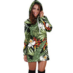 Hawaii Tropical Plants Pattern Print Hoodie Dress GearFrost