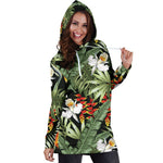 Hawaii Tropical Plants Pattern Print Hoodie Dress GearFrost