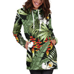 Hawaii Tropical Plants Pattern Print Hoodie Dress GearFrost