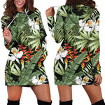 Hawaii Tropical Plants Pattern Print Hoodie Dress GearFrost