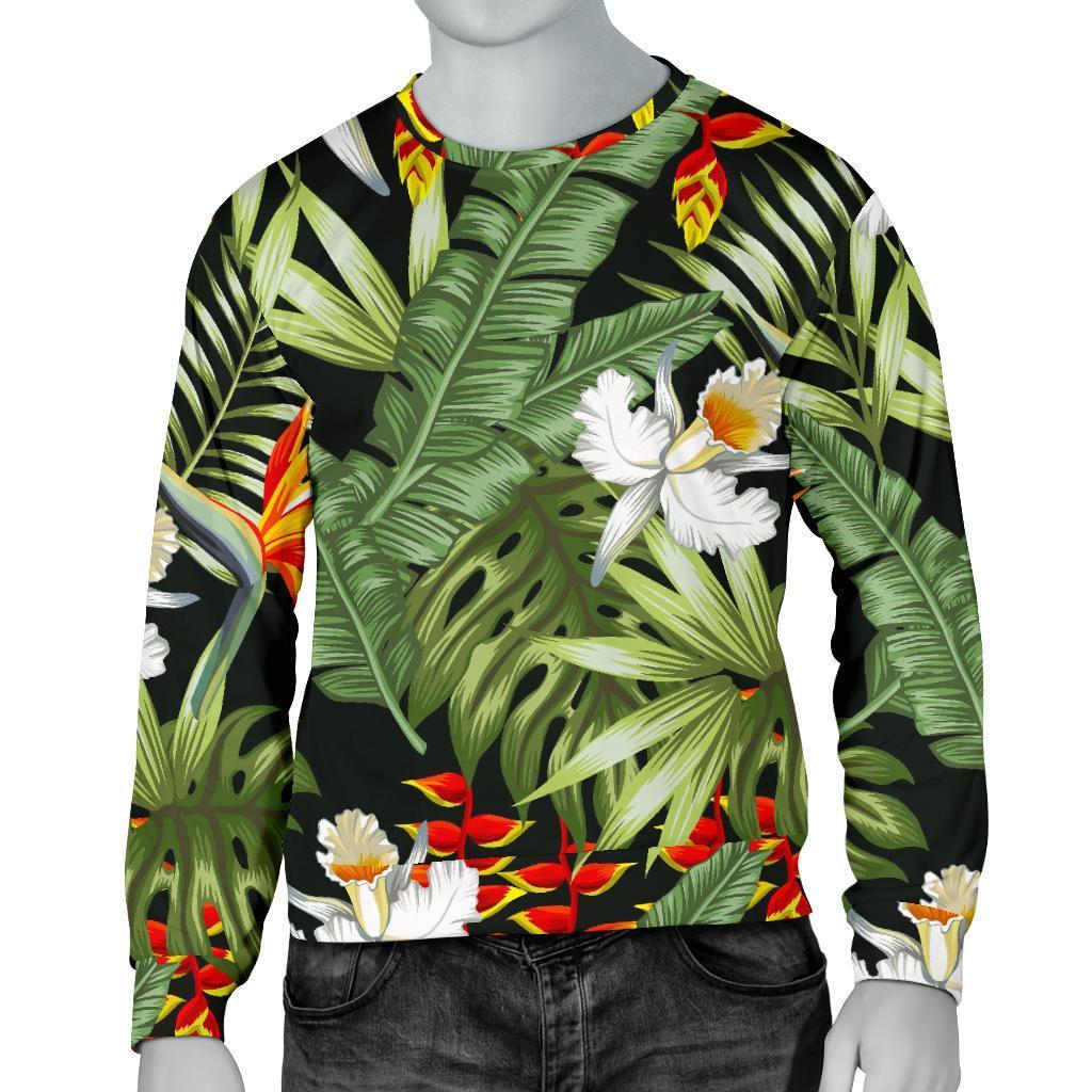 Hawaii Tropical Plants Pattern Print Men's Crewneck Sweatshirt GearFrost